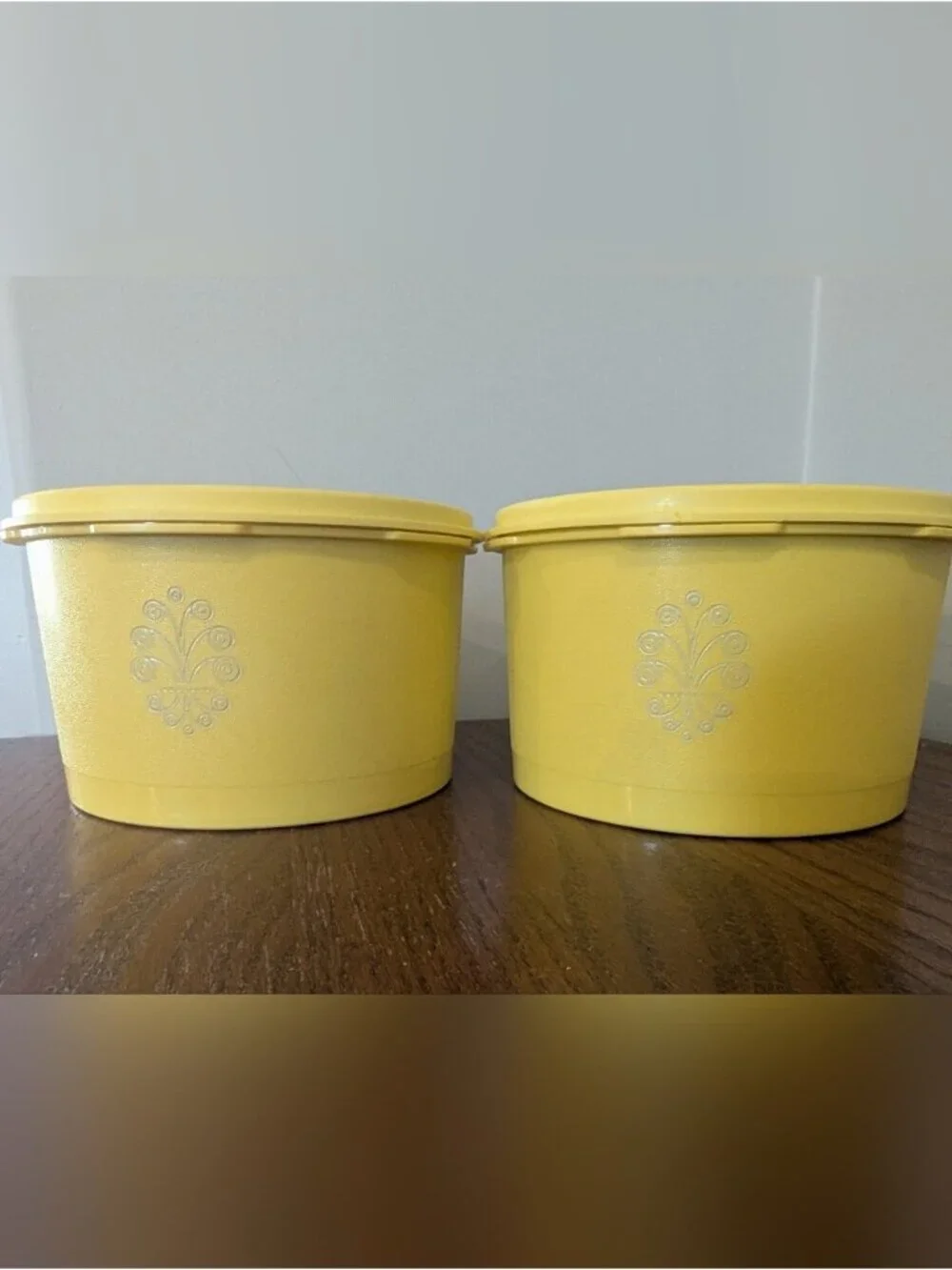 Vintage Tupperware Daffodil Yellow Servalier Canister with Lid Set of 2.